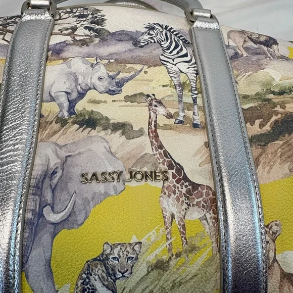 Sassy Jones Silver and Yellow Safari Print Bag - Picture 4 of 4